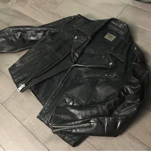 Classic Black Leather Bomber Jacket